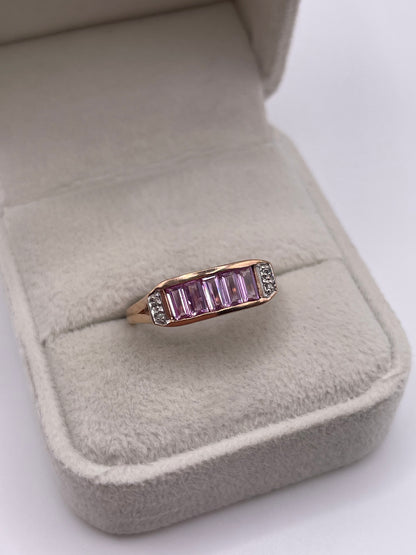 9ct rose gold pink sapphire and diamond ring