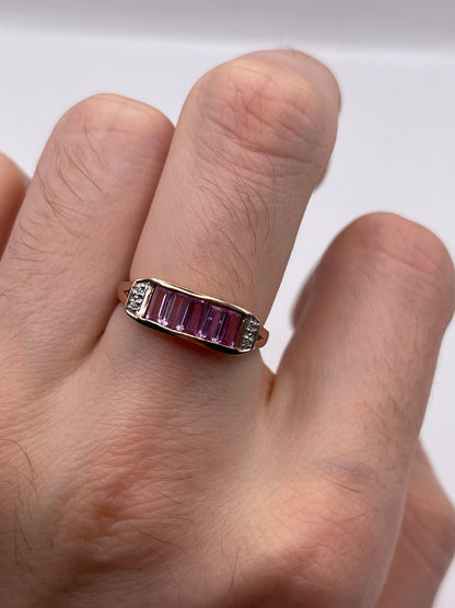9ct rose gold pink sapphire and diamond ring