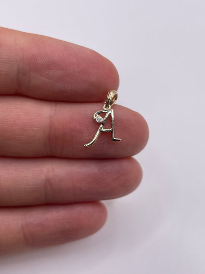 9ct gold diamond initial A pendant