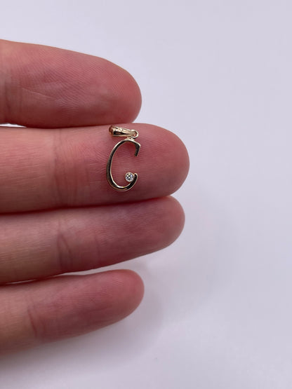 9ct gold diamond initial C pendant
