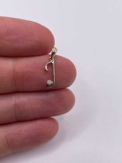 9ct gold diamond initial J pendant