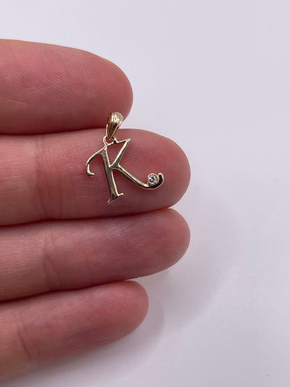 9ct gold diamond initial K pendant