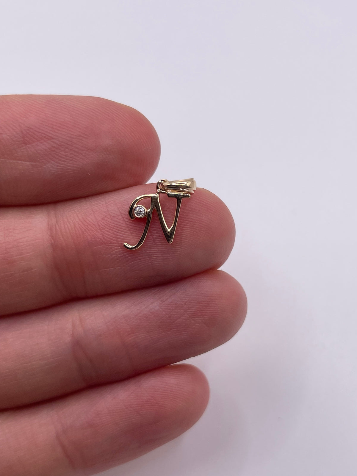 9ct gold diamond initial N pendant