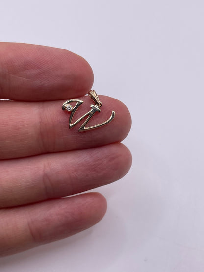 9ct gold diamond initial W pendant
