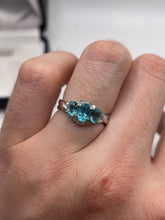 Load image into Gallery viewer, 9ct white gold blue apatite and diamond ring
