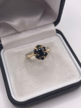 Load image into Gallery viewer, 9ct gold sapphire cluster ring
