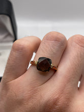 Load image into Gallery viewer, 9ct gold Smokey quartz and fire opal ring
