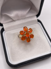 Load image into Gallery viewer, 9ct gold fire opal cluster ring
