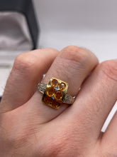Load image into Gallery viewer, 9ct gold orange sapphire and diamond ring
