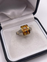 Load image into Gallery viewer, 9ct gold orange sapphire and diamond ring
