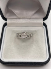 Load image into Gallery viewer, 9ct white gold rose quartz and diamond ring
