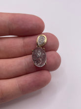 Load image into Gallery viewer, 9ct gold rutile quartz and diamond pendant
