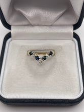 Load image into Gallery viewer, 9ct gold sapphire and diamond wishbone ring
