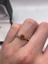 Load image into Gallery viewer, 9ct gold orange garnet and zircon ring
