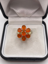 Load image into Gallery viewer, 9ct gold fire opal cluster ring
