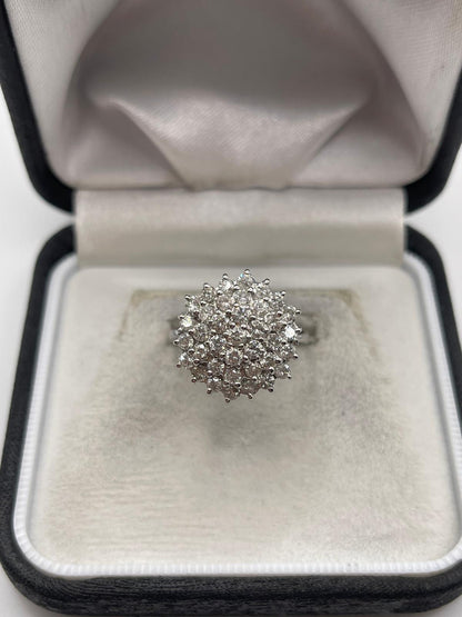 18ct white gold diamond cluster ring