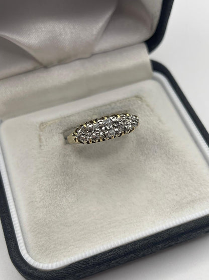 Antique 9ct gold old cut diamond ring