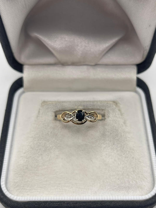 9ct gold sapphire and diamond ring