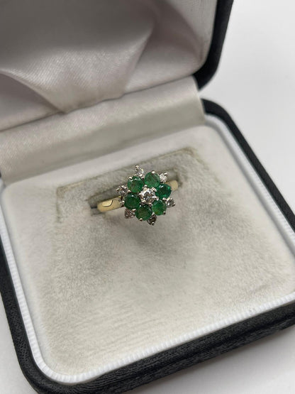 18ct gold emerald and diamond ring
