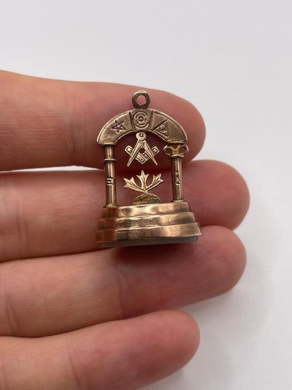 9ct rose gold masonic fob