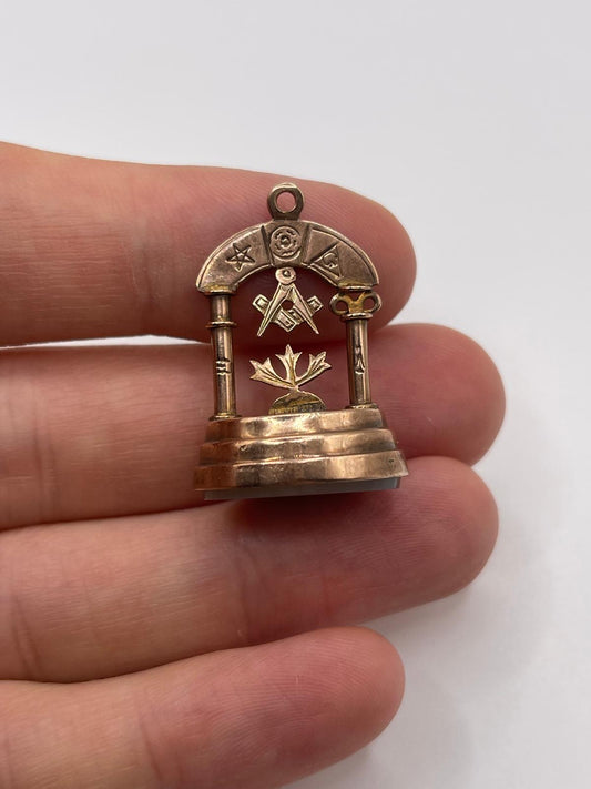 9ct rose gold masonic fob
