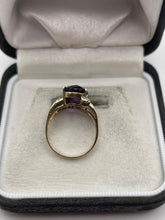 Load image into Gallery viewer, 9ct gold amethyst and diamond ring
