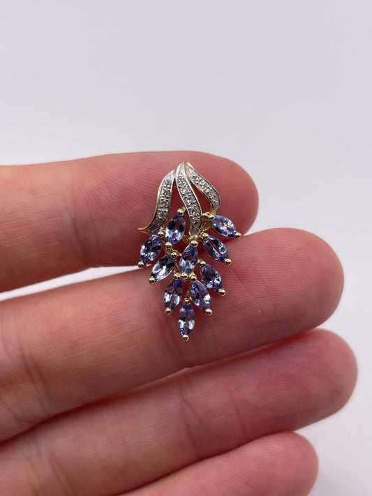 9ct gold tanzanite and diamond pendant