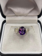 Load image into Gallery viewer, 9ct gold amethyst and diamond ring

