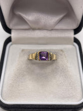 Load image into Gallery viewer, 9ct gold amethyst and diamond ring
