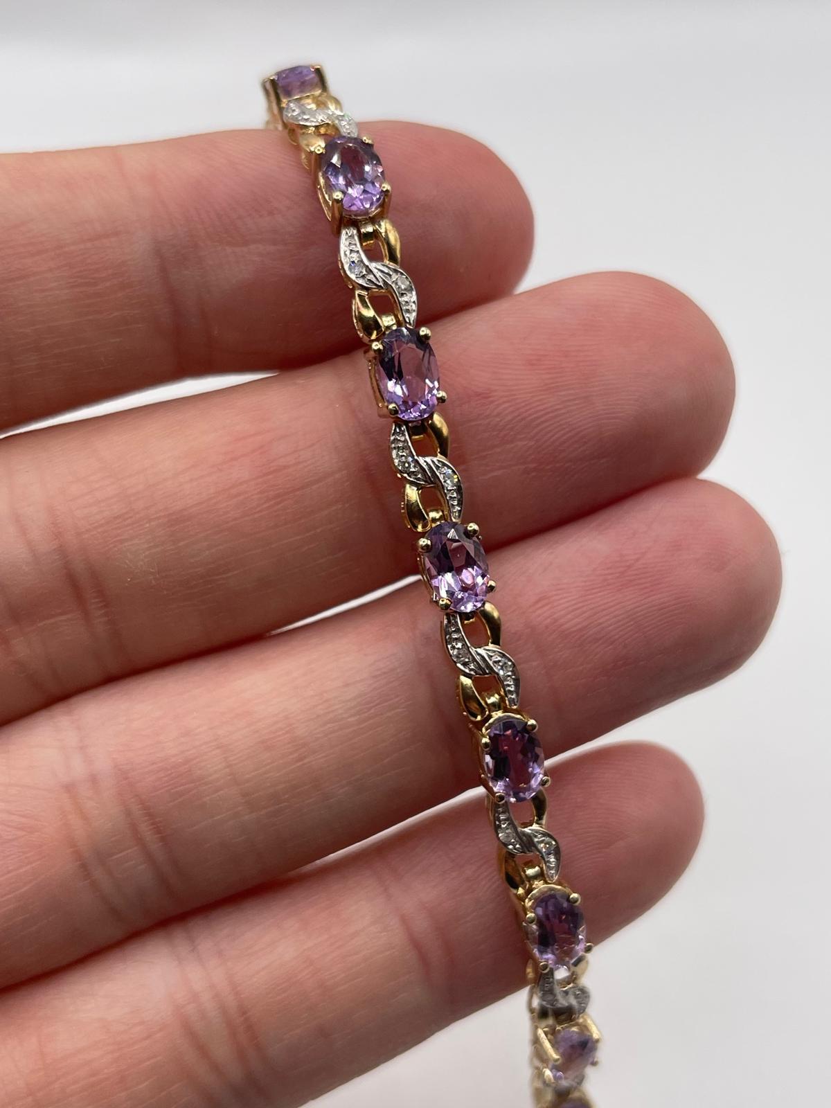9ct gold amethyst and diamond bracelet