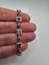 Load image into Gallery viewer, Silver amethyst and tanzanite bracelet
