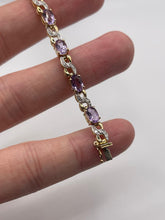 Load image into Gallery viewer, 9ct gold amethyst and diamond bracelet
