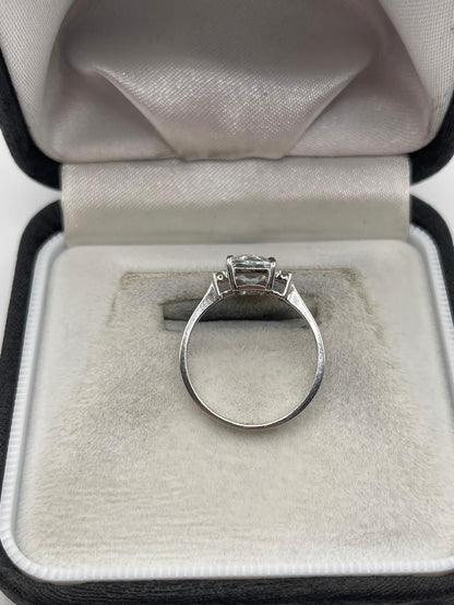 14ct white gold topaz and diamond ring