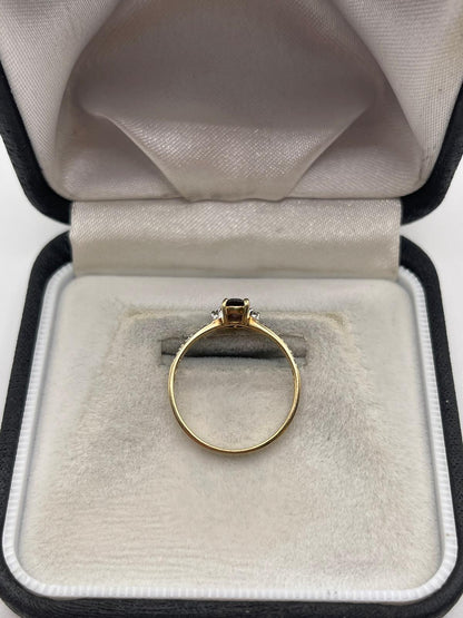 9ct gold spinel and diamond ring