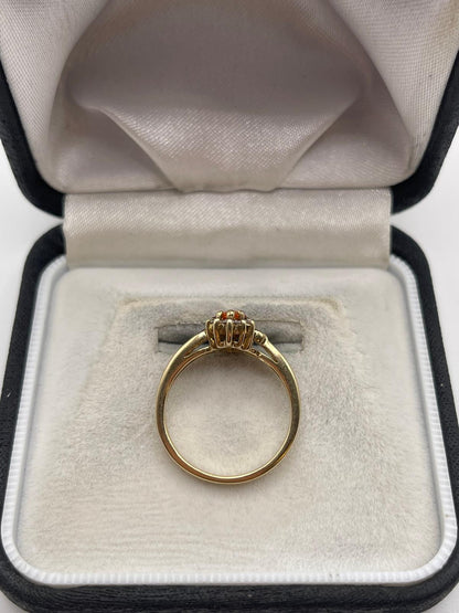 9ct gold orange sapphire and diamond ring