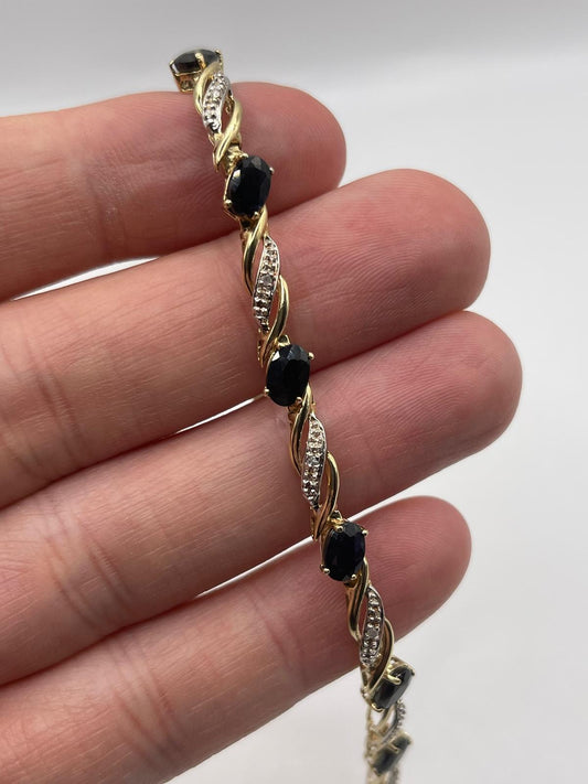 9ct gold sapphire and diamond bracelet