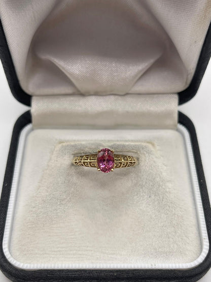 9ct gold tourmaline greek key ring
