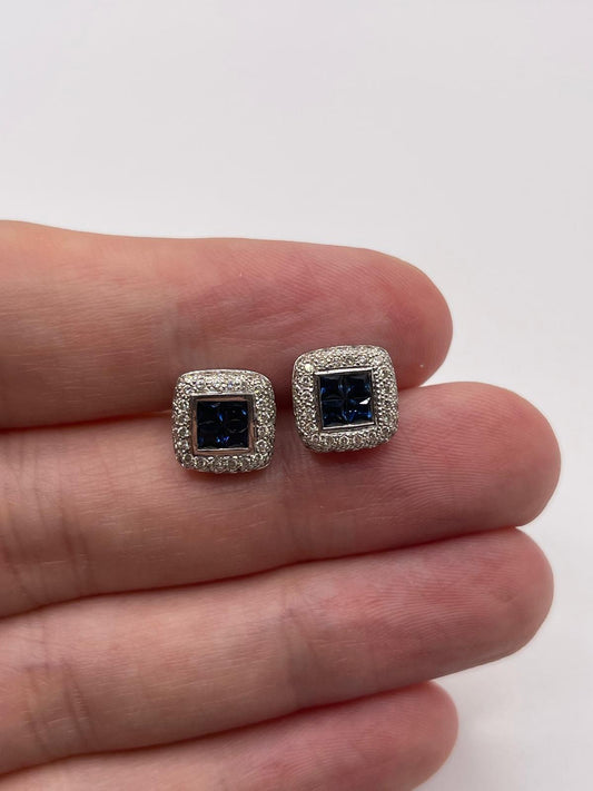 18ct white gold sapphire and diamond earrings