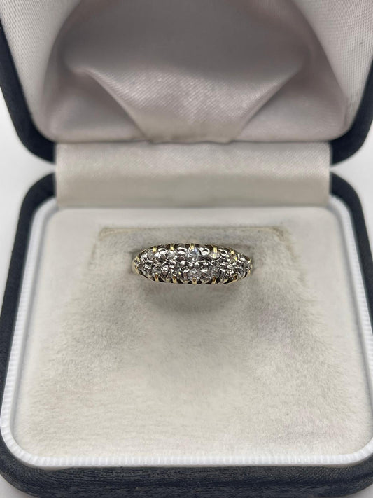 Antique 9ct gold old cut diamond ring