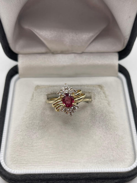 9ct gold tourmaline and zircon ring