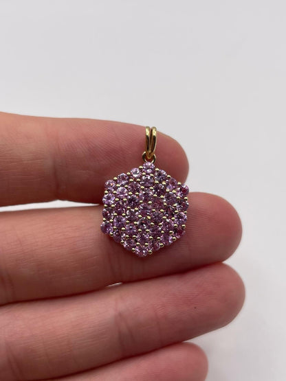 9ct gold pink topaz pendant
