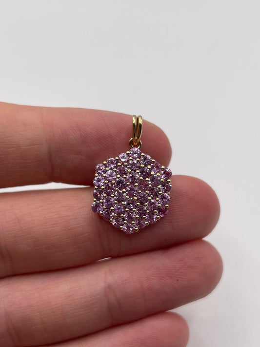 9ct gold pink topaz pendant