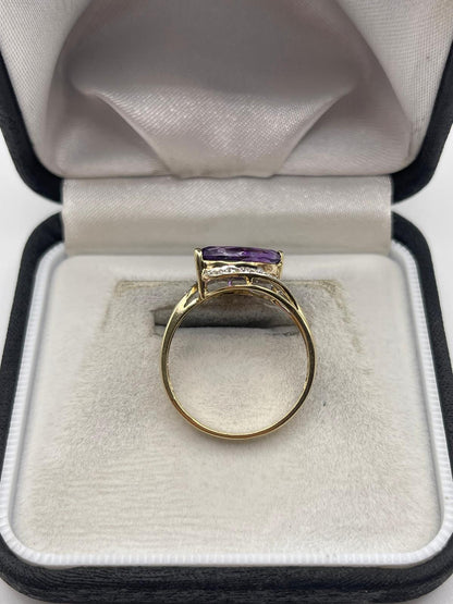 9ct gold amethyst and diamond ring