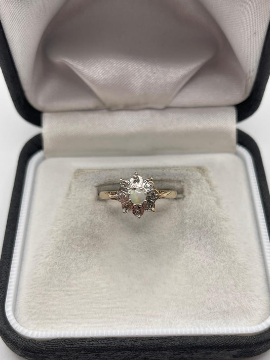 9ct gold opal and diamond ring