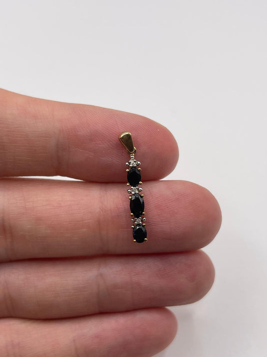 9ct gold sapphire and diamond pendant