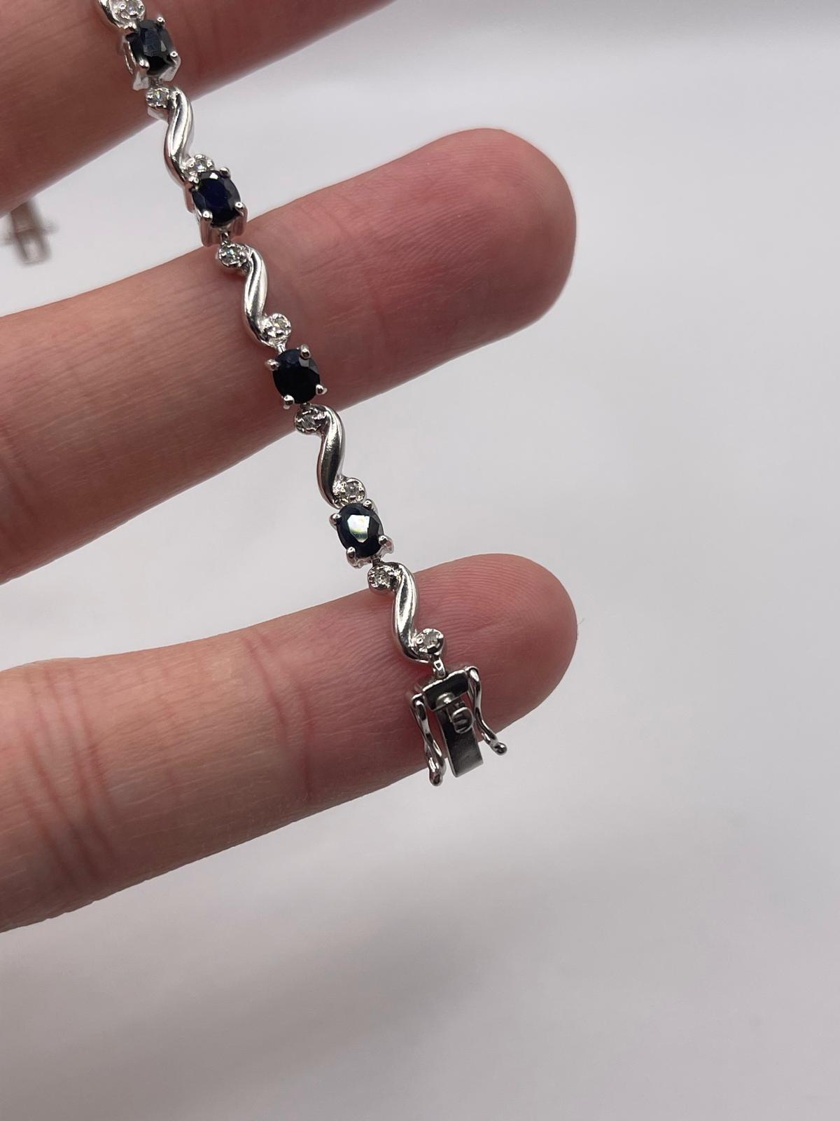 9ct white gold sapphire and diamond bracelet