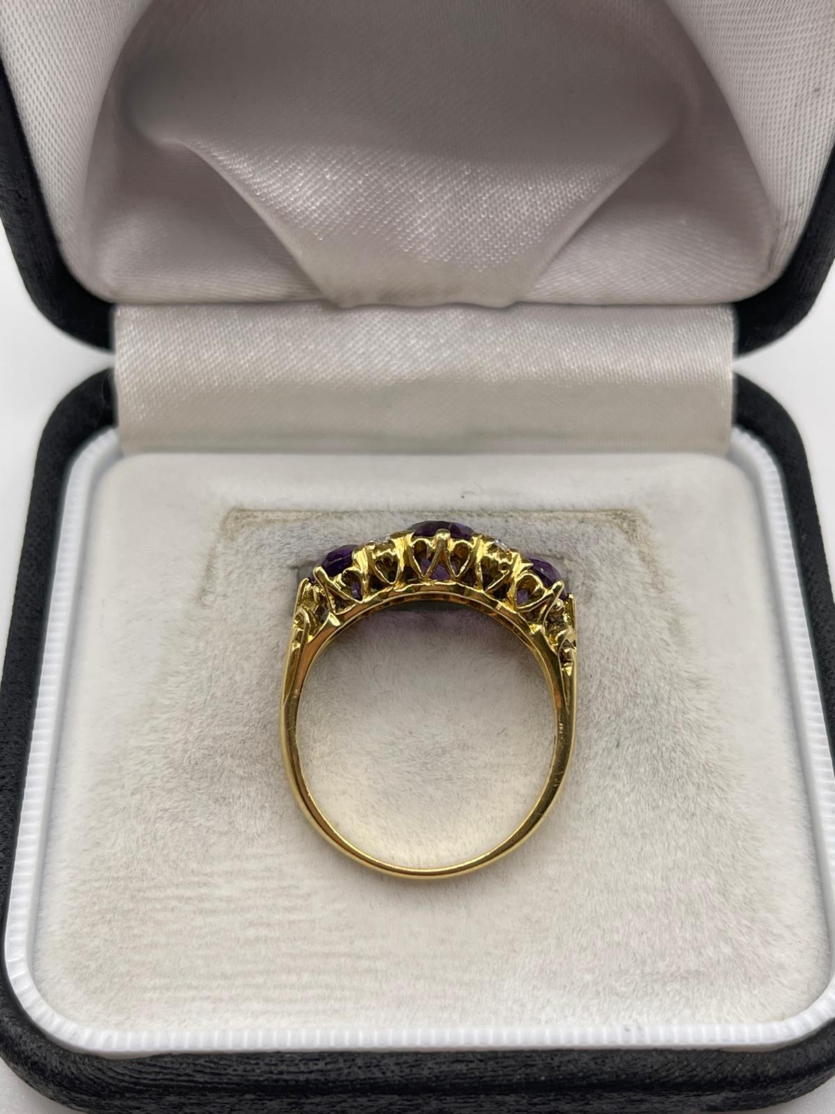 18ct gold amethyst and diamond ring