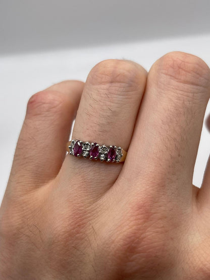 9ct gold ruby and diamond ring