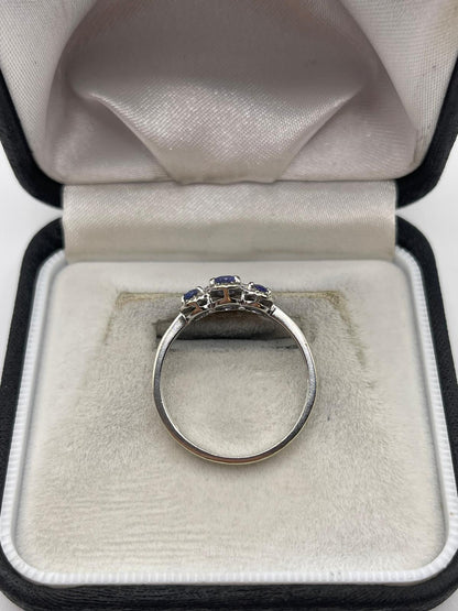 9ct white gold tanzanite and diamond ring
