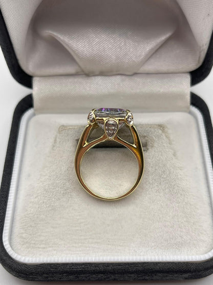 9ct gold mystic topaz and diamond ring
